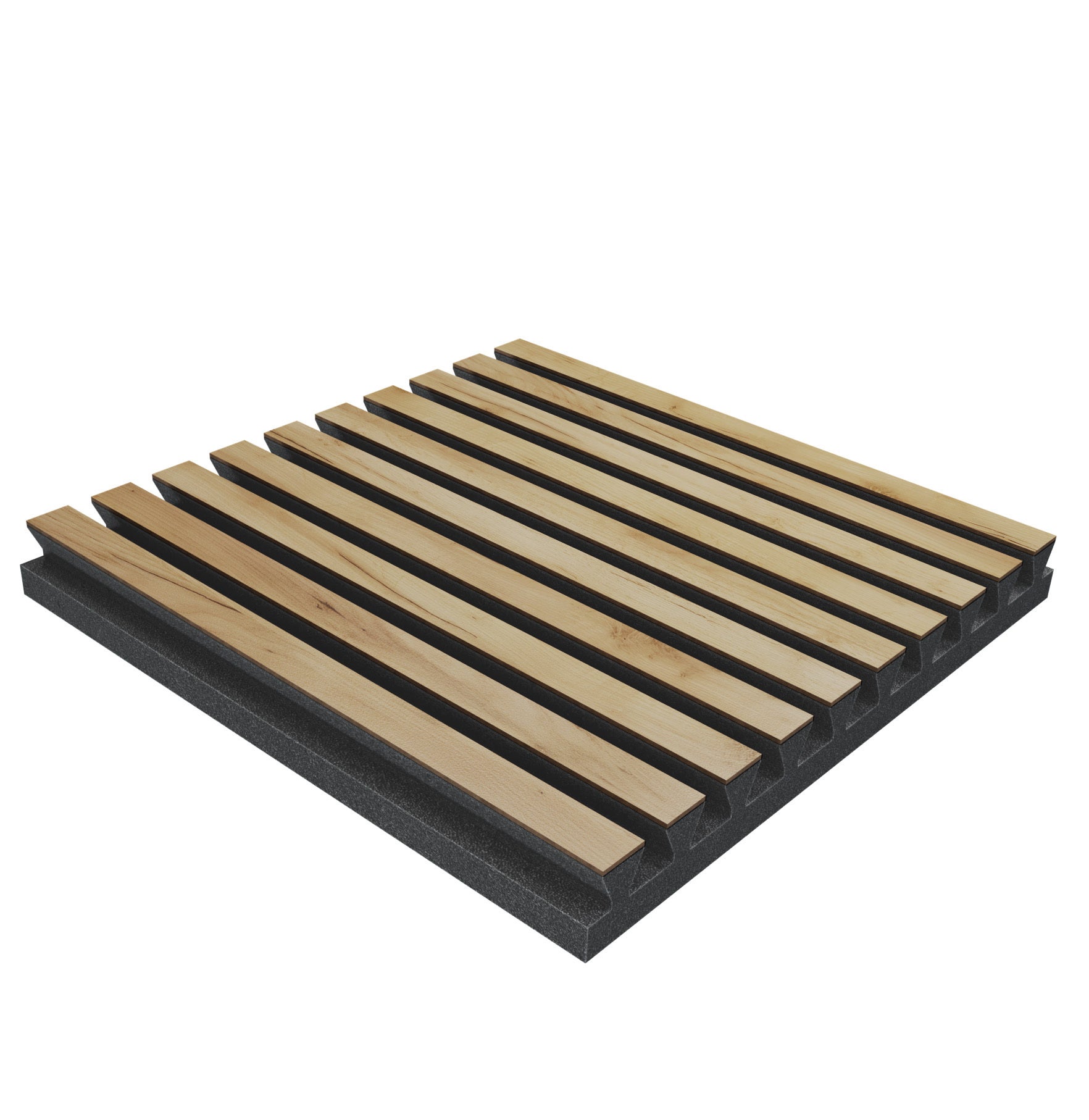 Lot de 4 Panneaux acoustiques insonorisants POLE 50x50x5 cm - 1 m² surf.totale - MDF perforé laminé et mousse acoustique - Chêne - 3