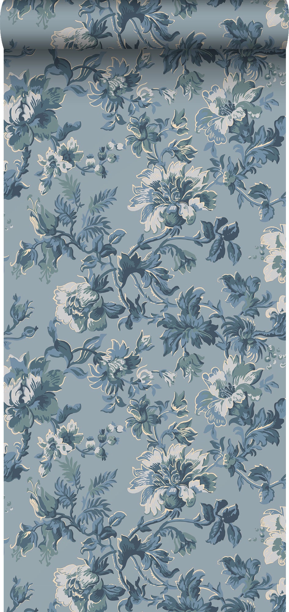 Tapeta kwiaty szaro-niebieskim - 53 cm x 10.05 m - DURO