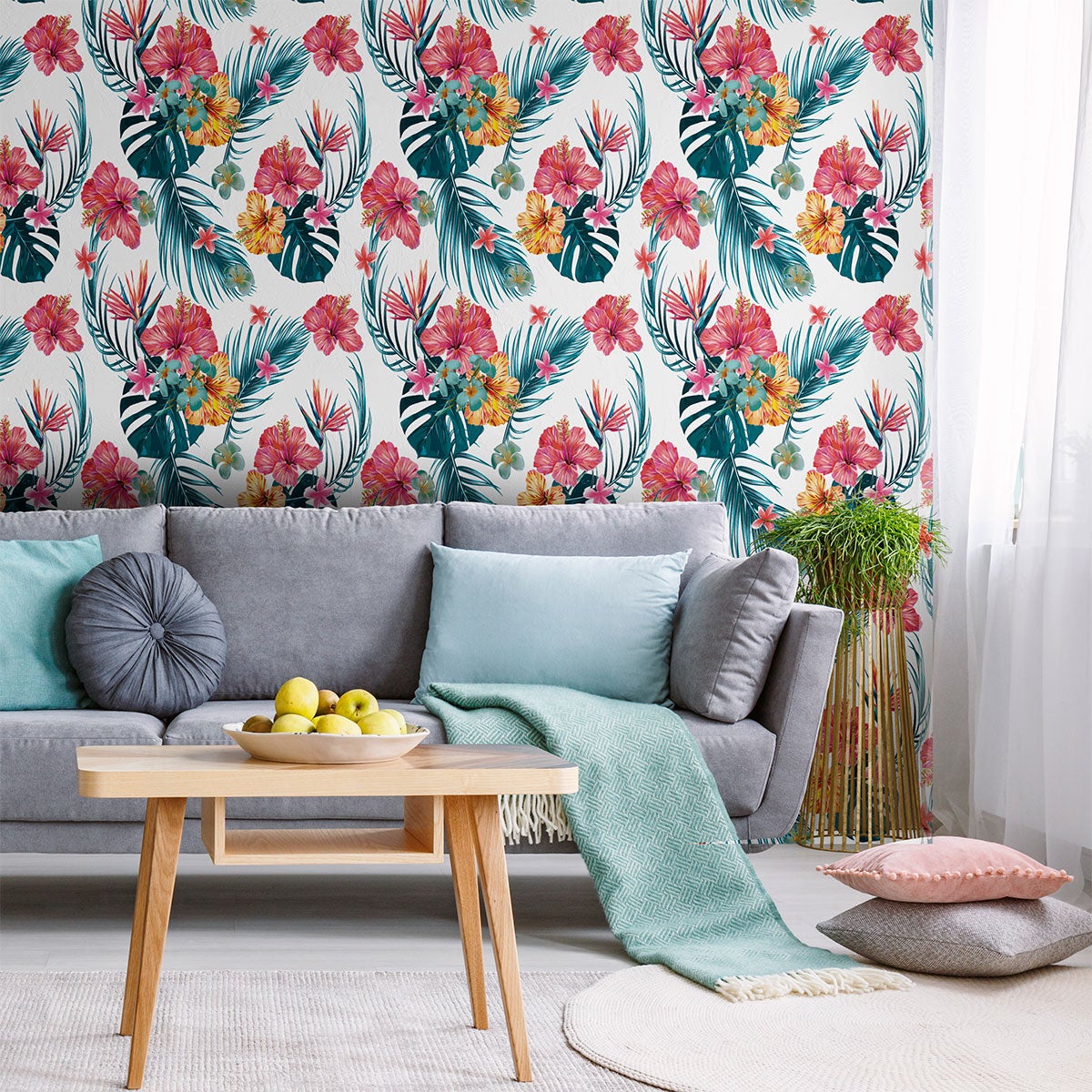 Vinilo tapiz tropical san felipe - adhesivo de pared - revestimiento sticker mural decorativo - 60x60cm