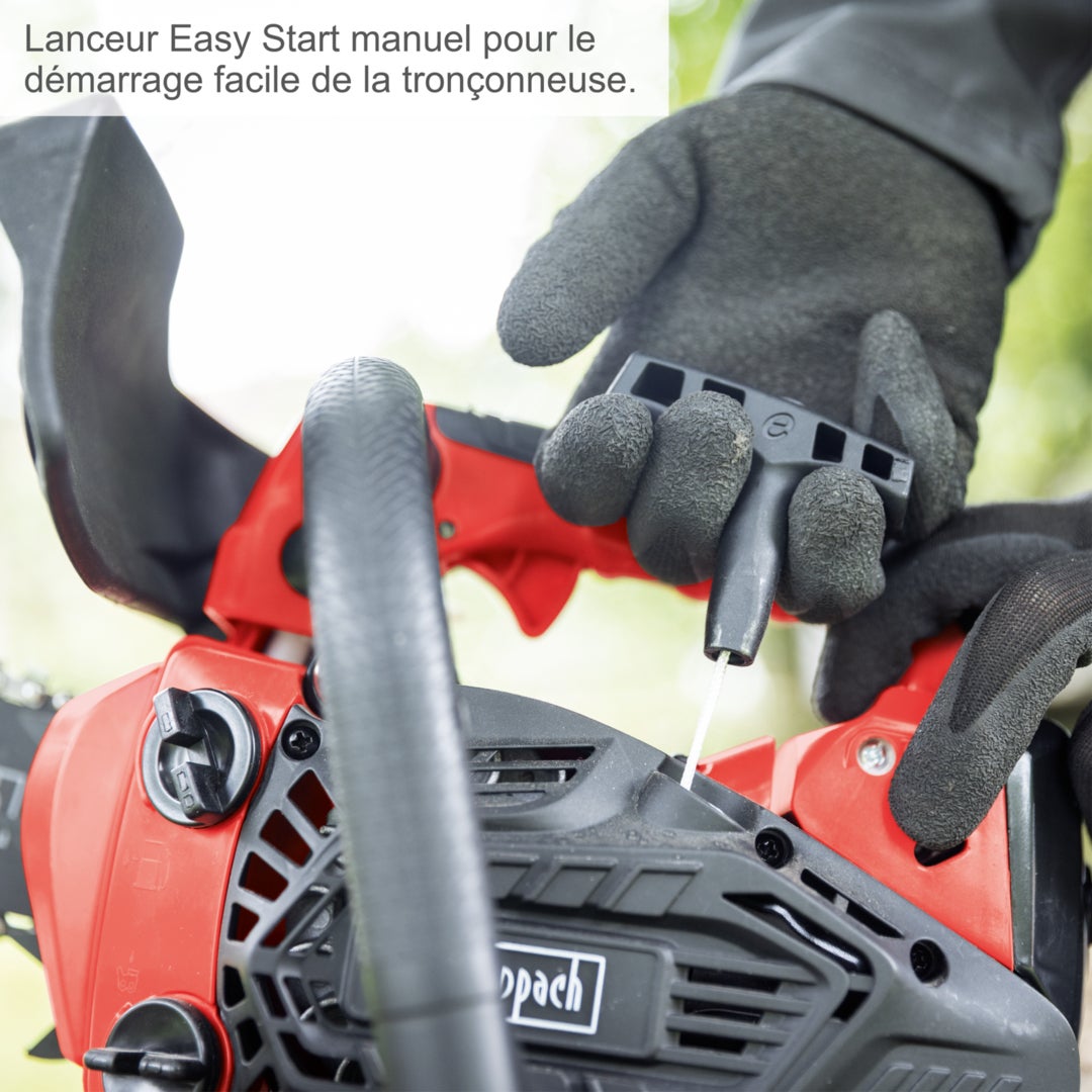 Scheppach Tronçonneuse thermique PCS26 - 25,4 cm³ - moteur 2 temps - longueur 25 cm - Øde coupe max 20 cm - vitesse de coupe 21 m/s - réservoir 0,23L - 4