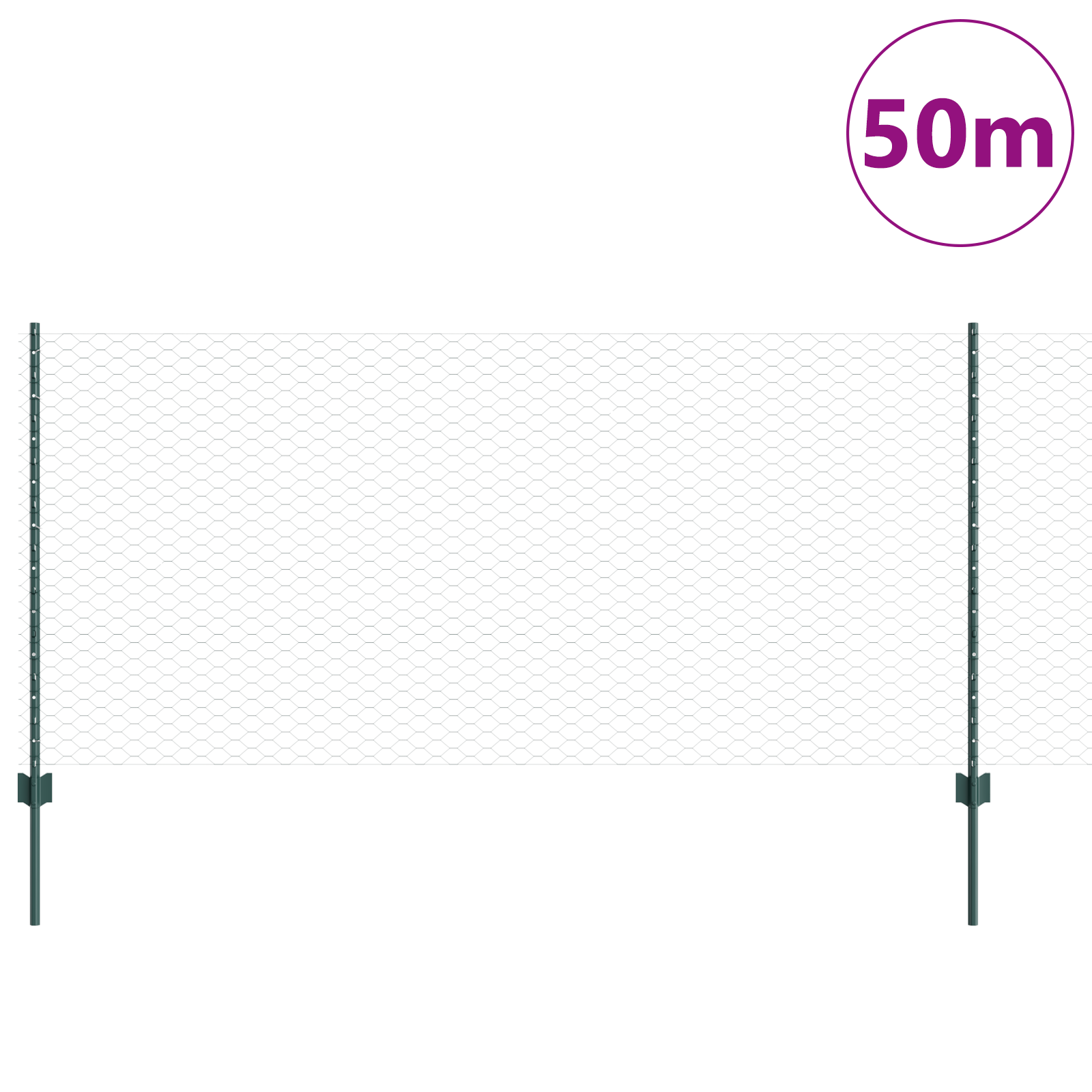 Ogrodzenie z słupkiem Zielony 1 x 50 m Stal i PVC vidaXL