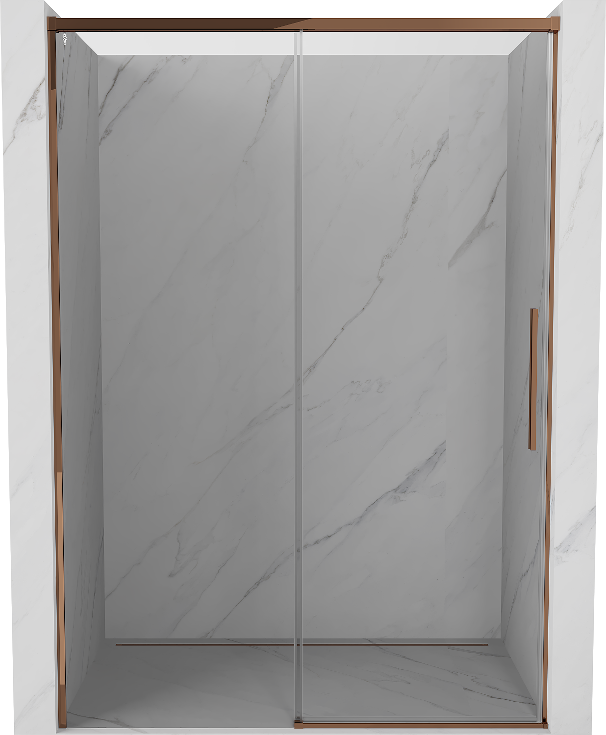 Mexen Rox drzwi prysznicowe rozsuwane 140 cm, transparent, różowe złoto - 8C2-140-000-60-00