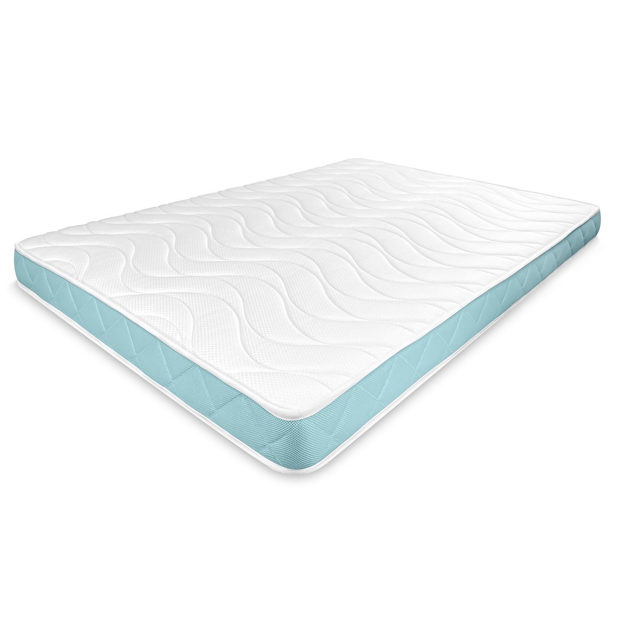 Colchon visco 15, viscoelastico, 160x200, blanco/azul turquesa, alta gama, transpirable, altura 15cm amueblate online