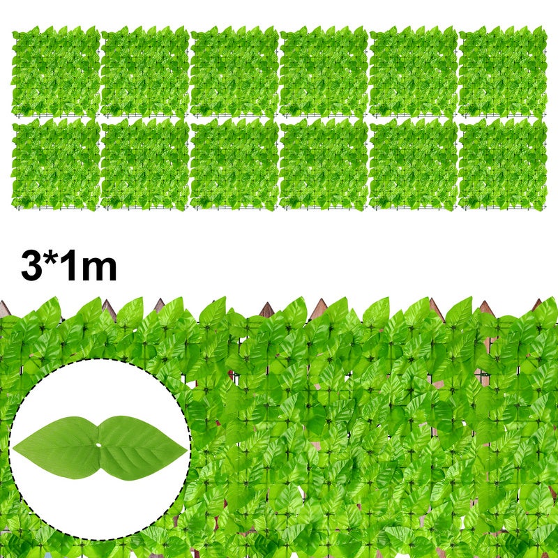 Haie Artificielle en Feuille, Brise-Vue Artificielles Décoration Murale et Écran d’Intimité pour Intérieur Extérieur(100x300cm, vert) - 9