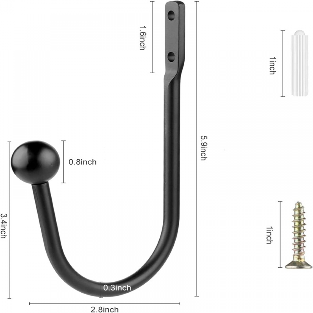 Embrasses De Rideaux En Forme De U – Lot De 2 En Métal Argenté, Avec 20 Glisseurs, Fixation Murale Incluse - 9