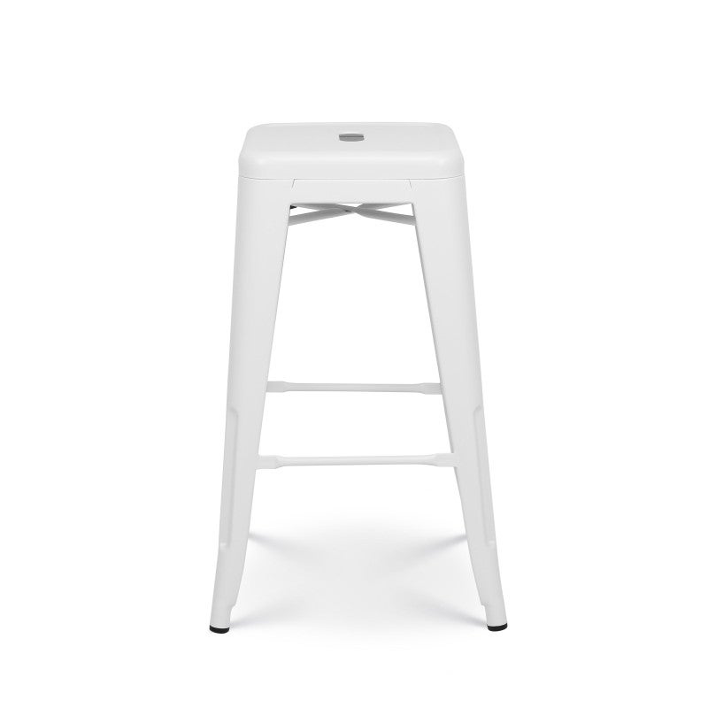 Lot de 4 tabourets de bar en métal blanc mat style industriel - Hauteur ...