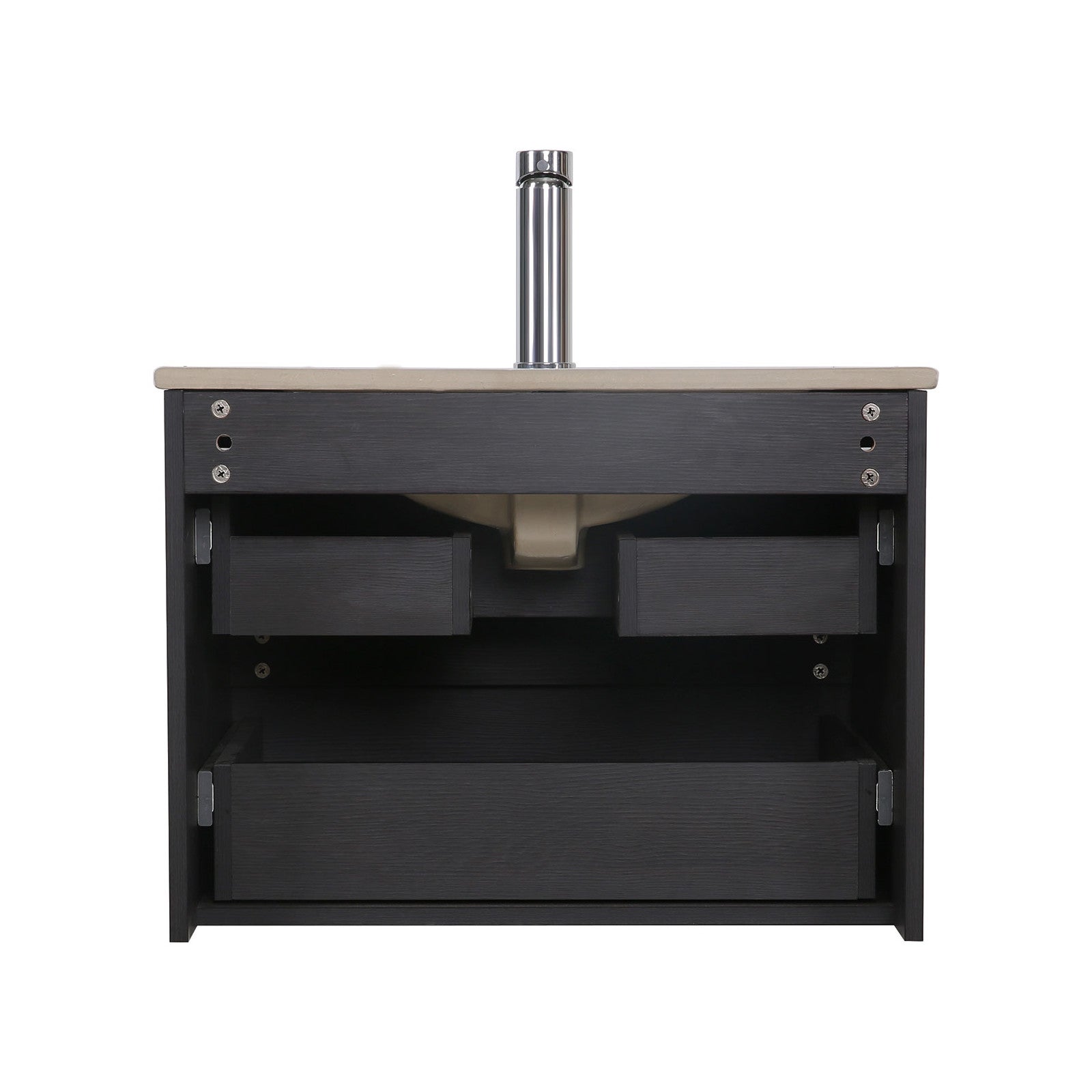 Ensemble simple vasque SORRENTO 60cm avec plan céramique et robinet noir - 5