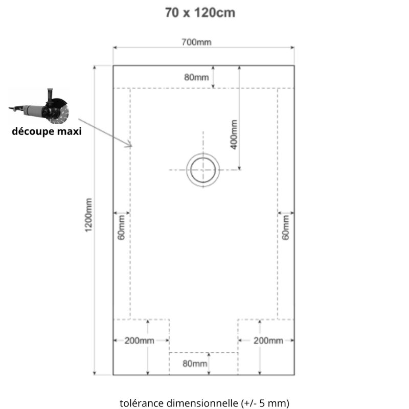 Receveur de douche extra plat 70x120 en Solid stone texture ardoisée noir - 2