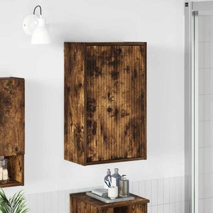 Pensile Bagno In Legno Rovere Sonoma 60x25x30 Cm - Armadio A Muro Con Ante A Gas