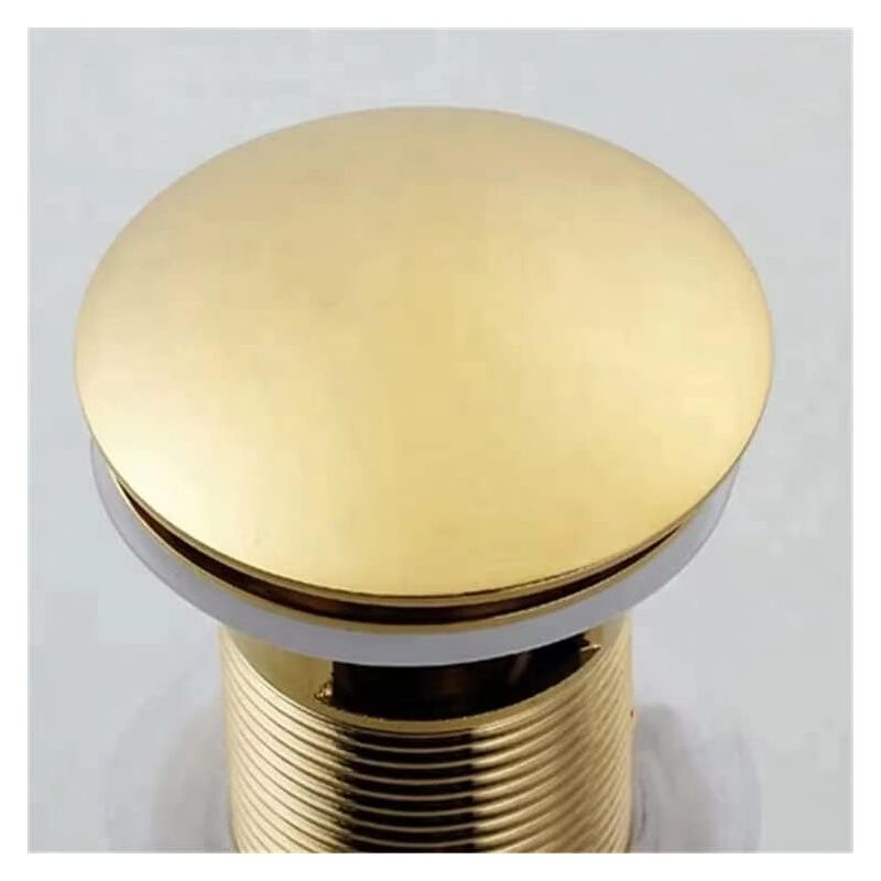 Bonde de lavabo - Pop Up - En laiton - Universel - Sans trop-plein - Pour lavabo et lavabo - Doré - 4