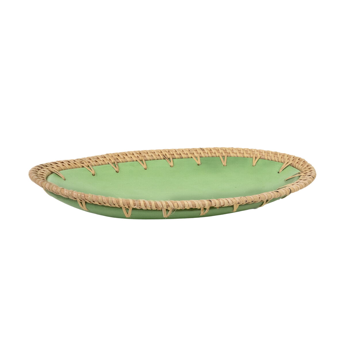 Centro de mesa romimex naranja natural cerámica ratán 20 x 7 x 35 cm