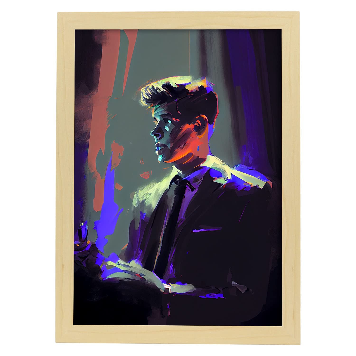 Nacnic poster de john f kennedy en estilo retrato a todo color ilustraciones y caricaturas de personajes históricos famosos diseño y a3 marcos madera