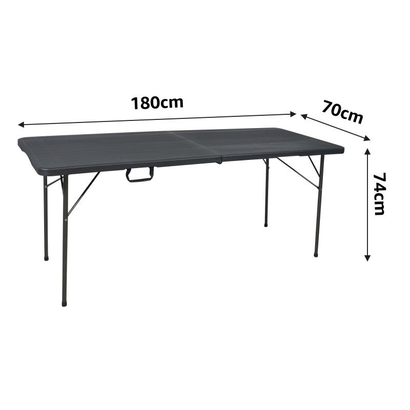 Table de jardin extensible rectangulaire en acier et plastique Noir 8 places - 2