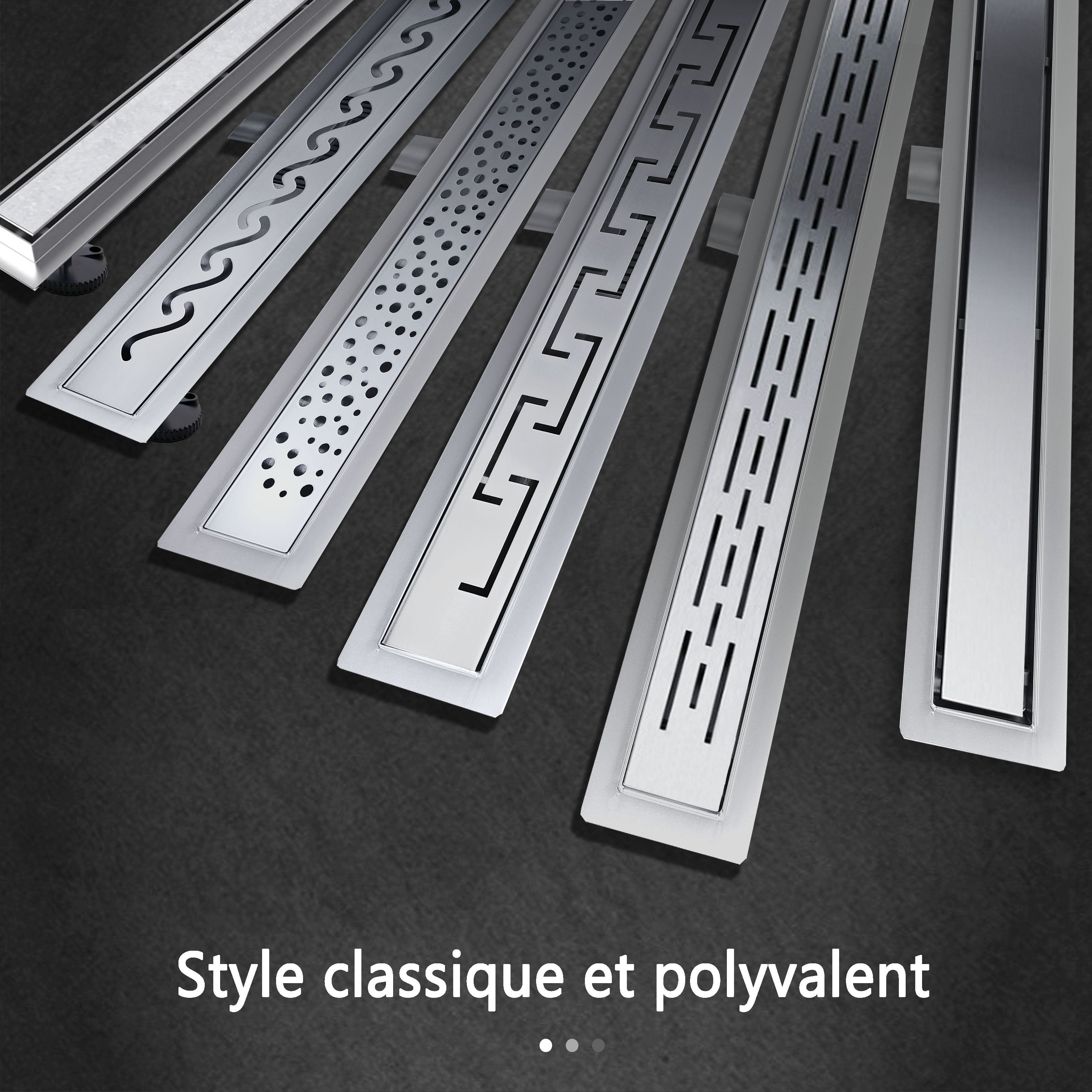 OCEAN caniveau de douche en acier inoxydable italien,réglable en hauteur avec désodorisant Style 130 cm - 4