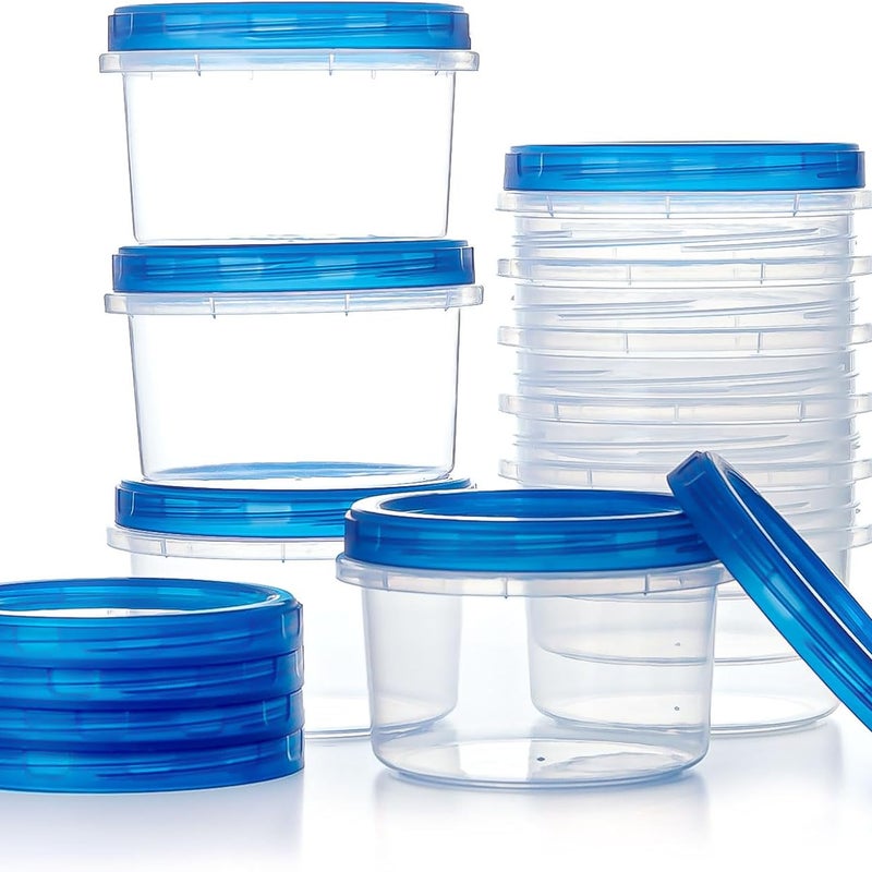 Zestaw 6 małych słoików do przechowywania, plastikowych słoików z wielokrotnego użytku, hermetycznymi pokrywkami, do kompotów, przecierów, jogurtów