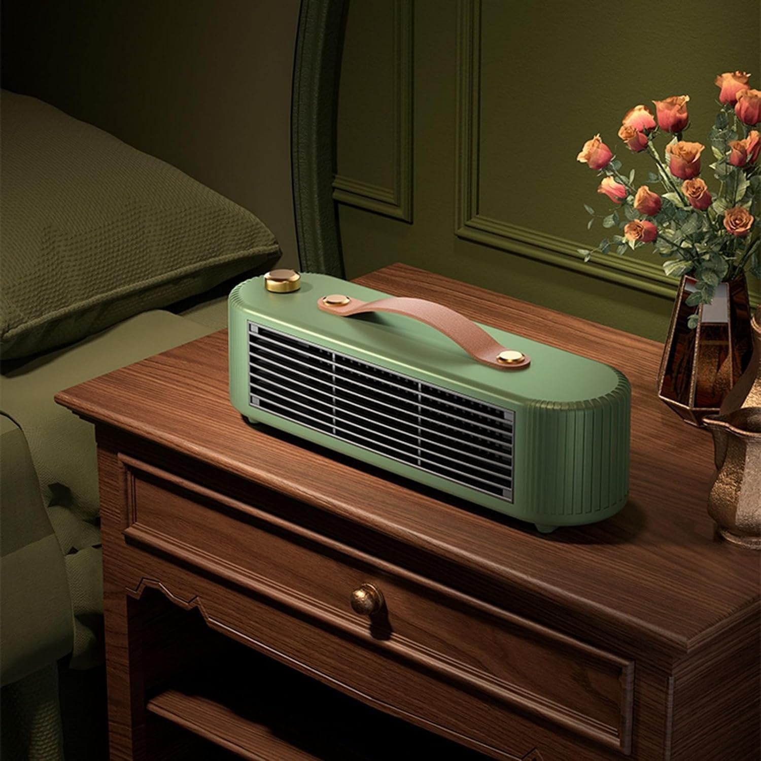 Grzejnik - Ogrzewacz domowy - Przenośny grzejnik ceramiczny - Zielony - 27,5 cm x 9 cm x 8,5 cm - 4