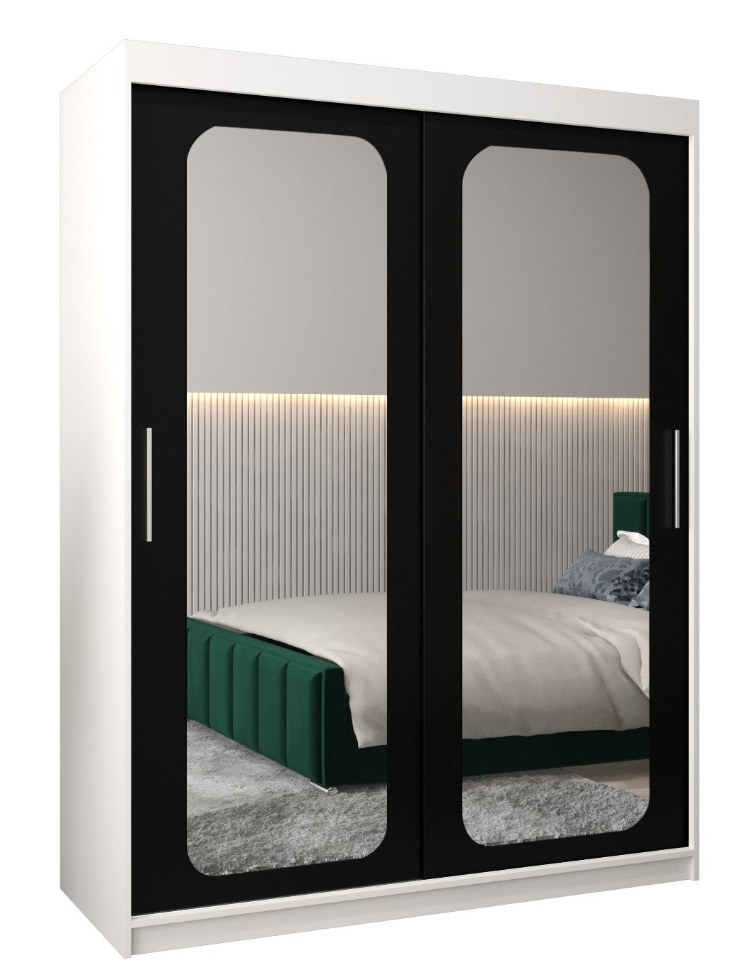 Szafa przesuwna garderoba PROMO T3 150 x 62 x 200 cm Biały + Czarny - Abiks Meble