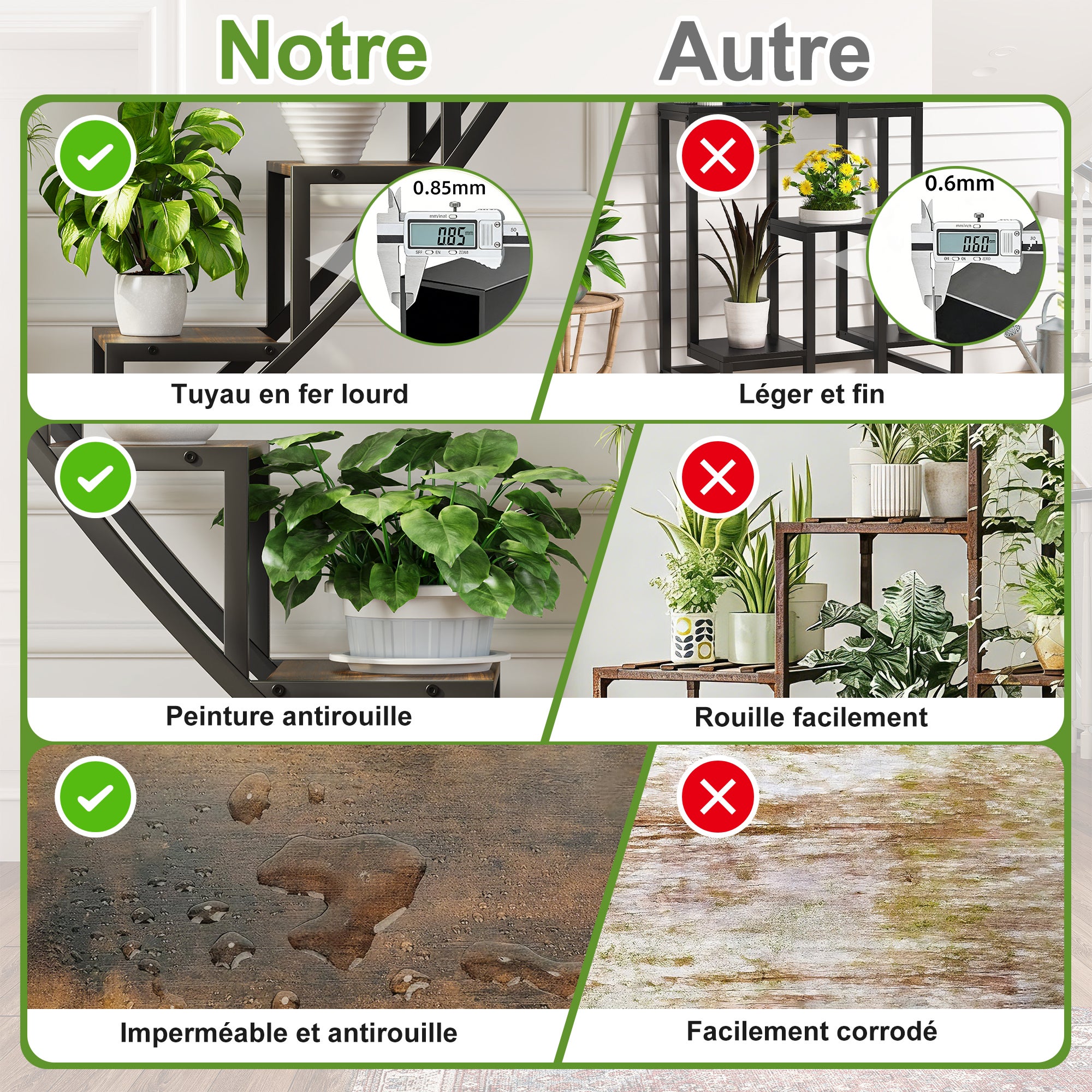 Support pour plantes d'intérieur avec lampes de croissance, étagère à plantes en Forme de Cœur à 6 niveaux, supports d'angle pour plantes d'intérieur - 4