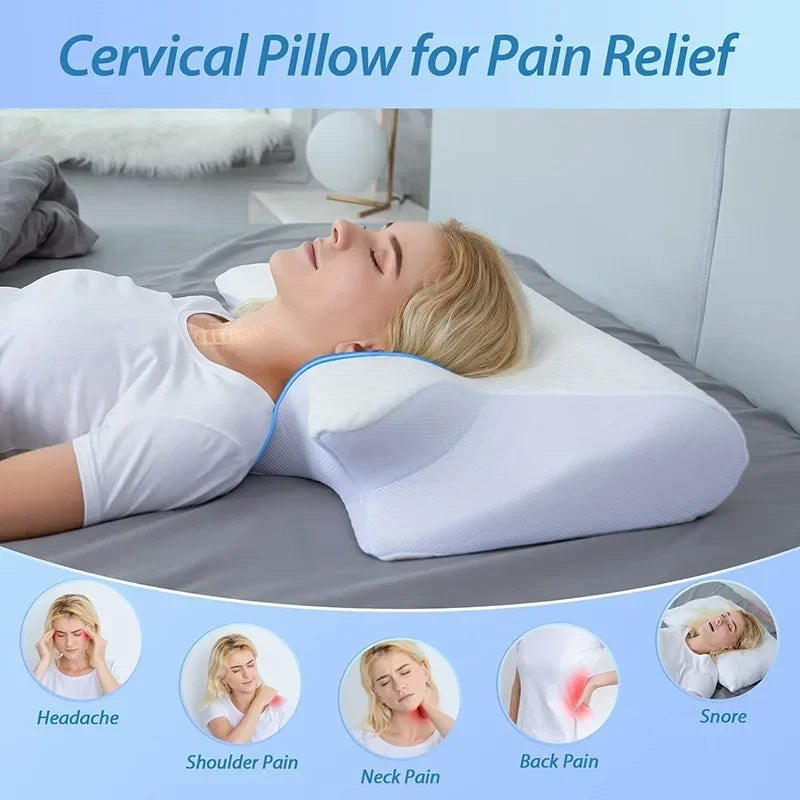 Almohadas de espuma con alta memoria para aliviar el dolor de cuello, almohada de soporte para vértebras cervicales, almohada para dormir - 3