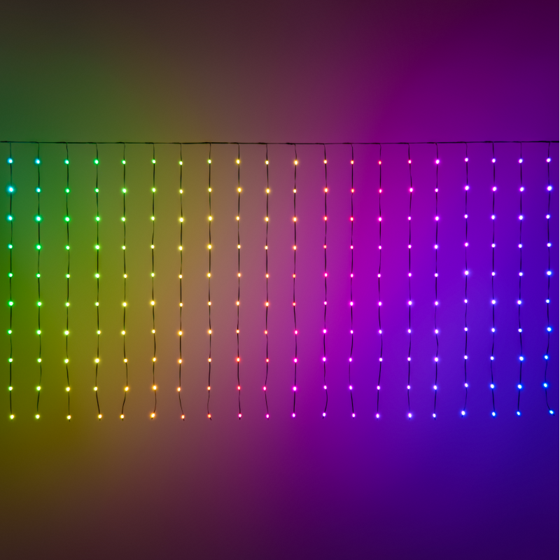 Rideau lumineux 3m H1m 300 LED Gouttes RGB 16 effets Pixel câble vert ...