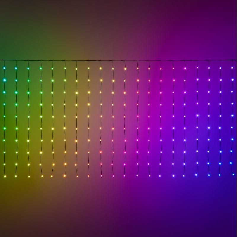 Rideau lumineux 3m H1m 300 LED Gouttes RGB 16 effets Pixel câble vert ...