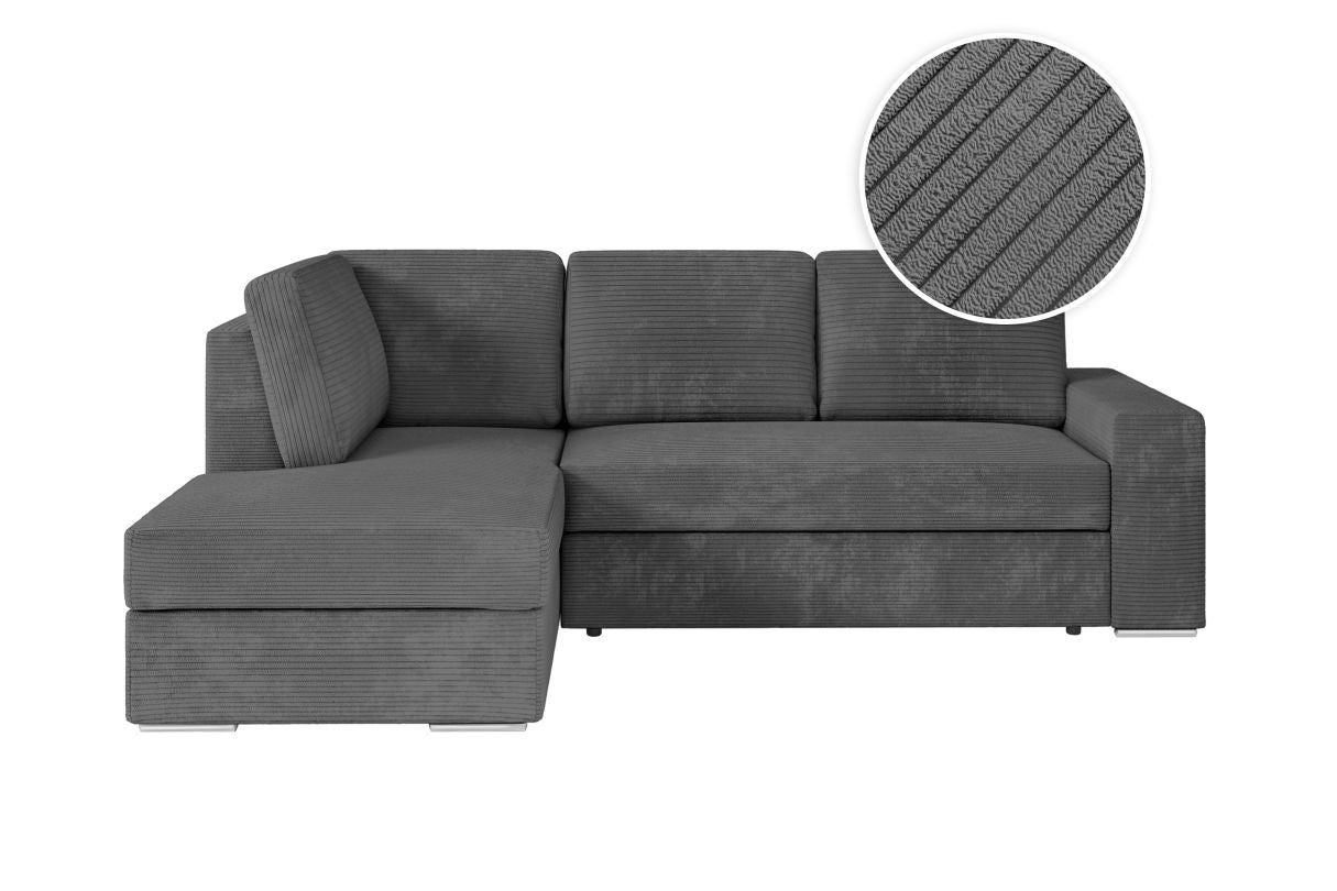 Loungitude - ADEN - Canapé d'angle convertible avec coffre en velours