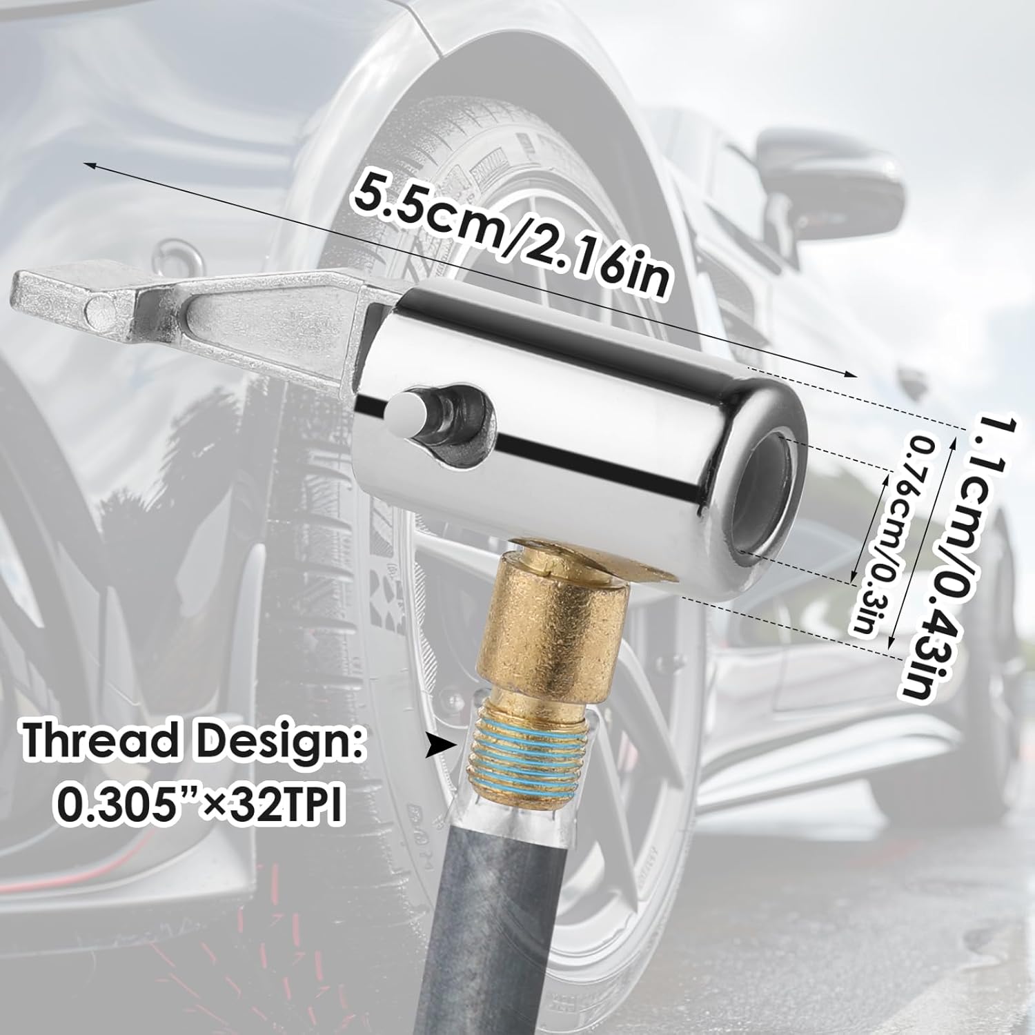 2 pièces 8 mm Adaptateur de Valve de Voiture, Embout de gonflage Embout gonfleur Air Chuck Adaptateur de Valve de Voiture Valve de Pneu Clip de Pompe - 2