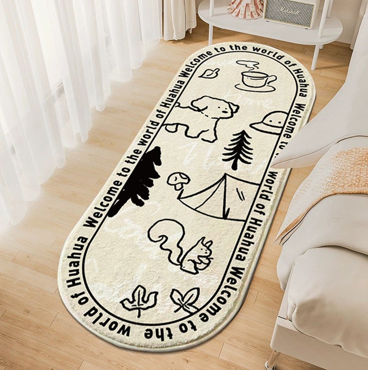 Tapis de chambre lavable en forme d'animal de compagnie, doux, dessin animé, décoratif, pour chambre à coucher, salon, 40 x 120 cm - 2