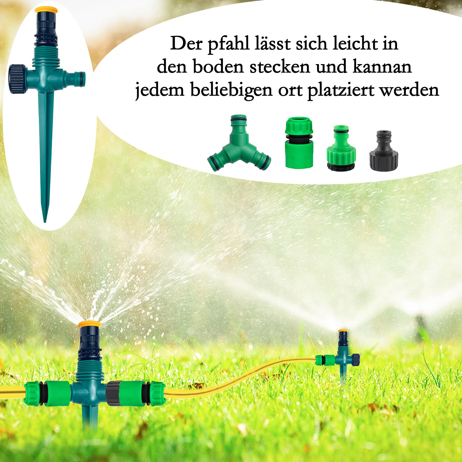 Arroseur Jardin,Arrosage Automatique pour Jardin,Arroseur de Pelouse 360,Arroseur de Jardin Multifonction-RéGlable Vec Raccord De Tuyau 1/2 et Y Set 1 - 4