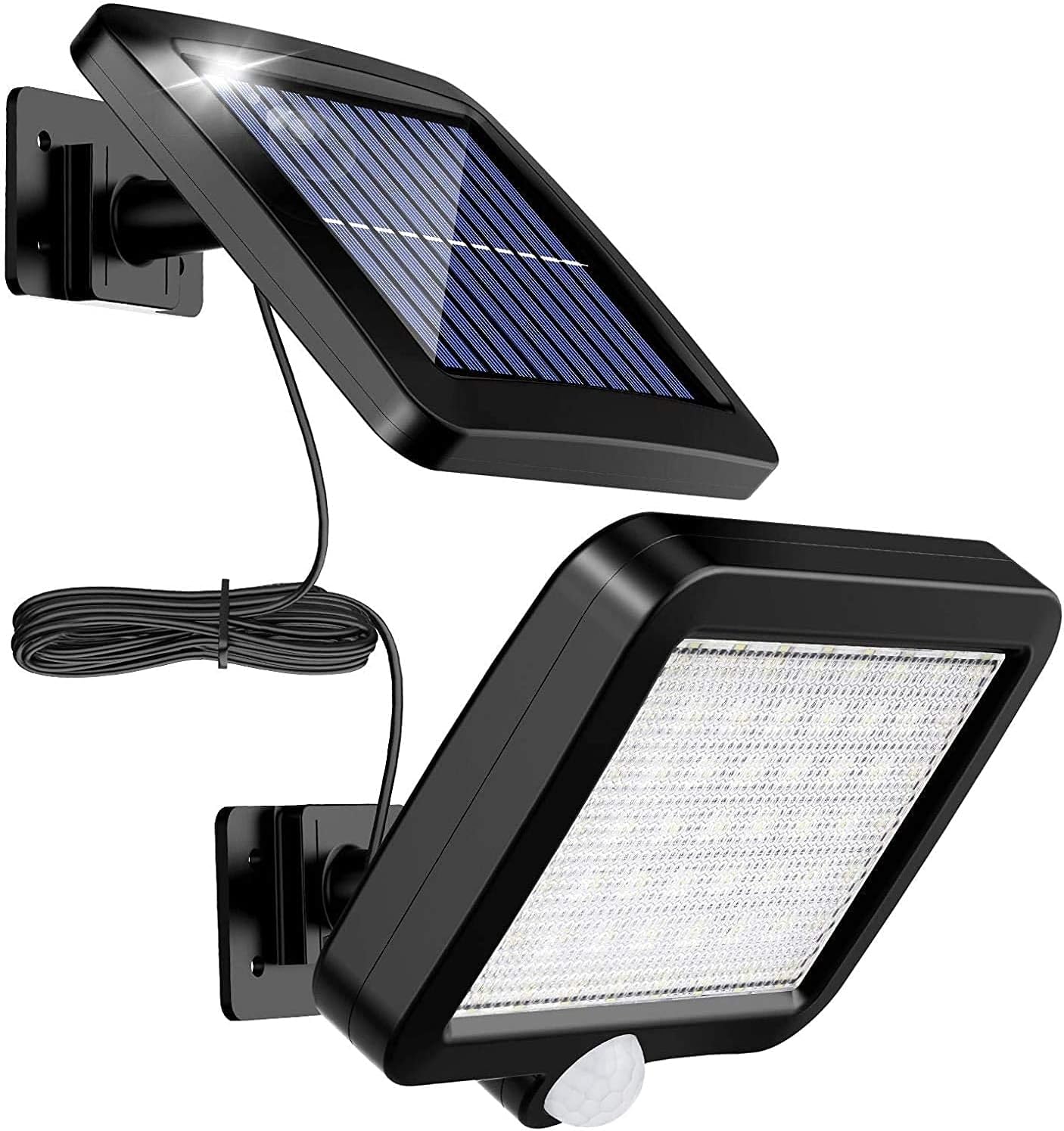 Zewnętrzna lampa solarna z czujnikiem ruchu, 56 diod LED, wodoodporna lampa solarna ogrodowa IP65 o kącie 120° z kablem o długości 5 m