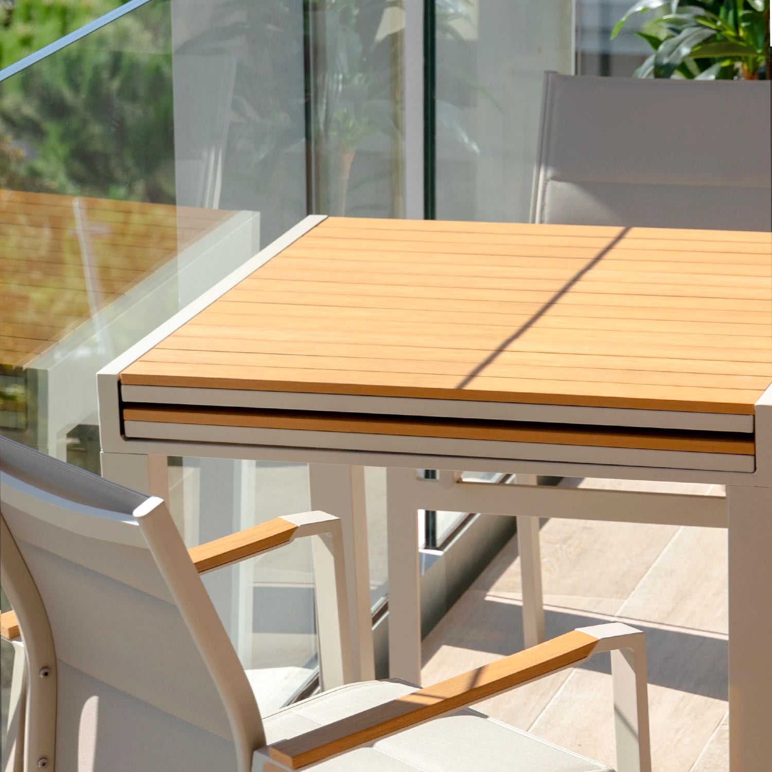 Pack 4 chaises de jardin en aluminium et textilène beige - Osaka - 8