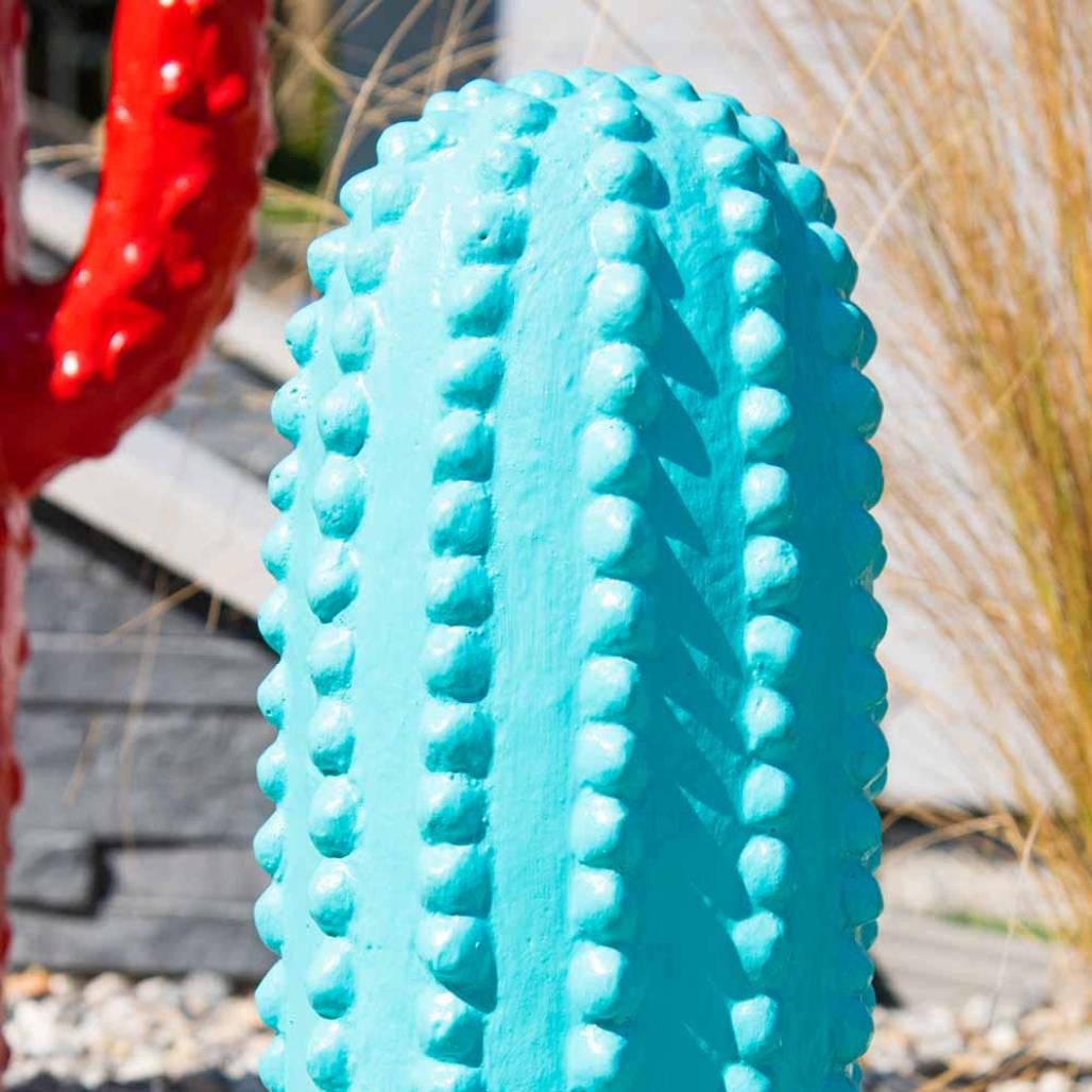 Statue cactus jardin deco bleu 30 cm - 3