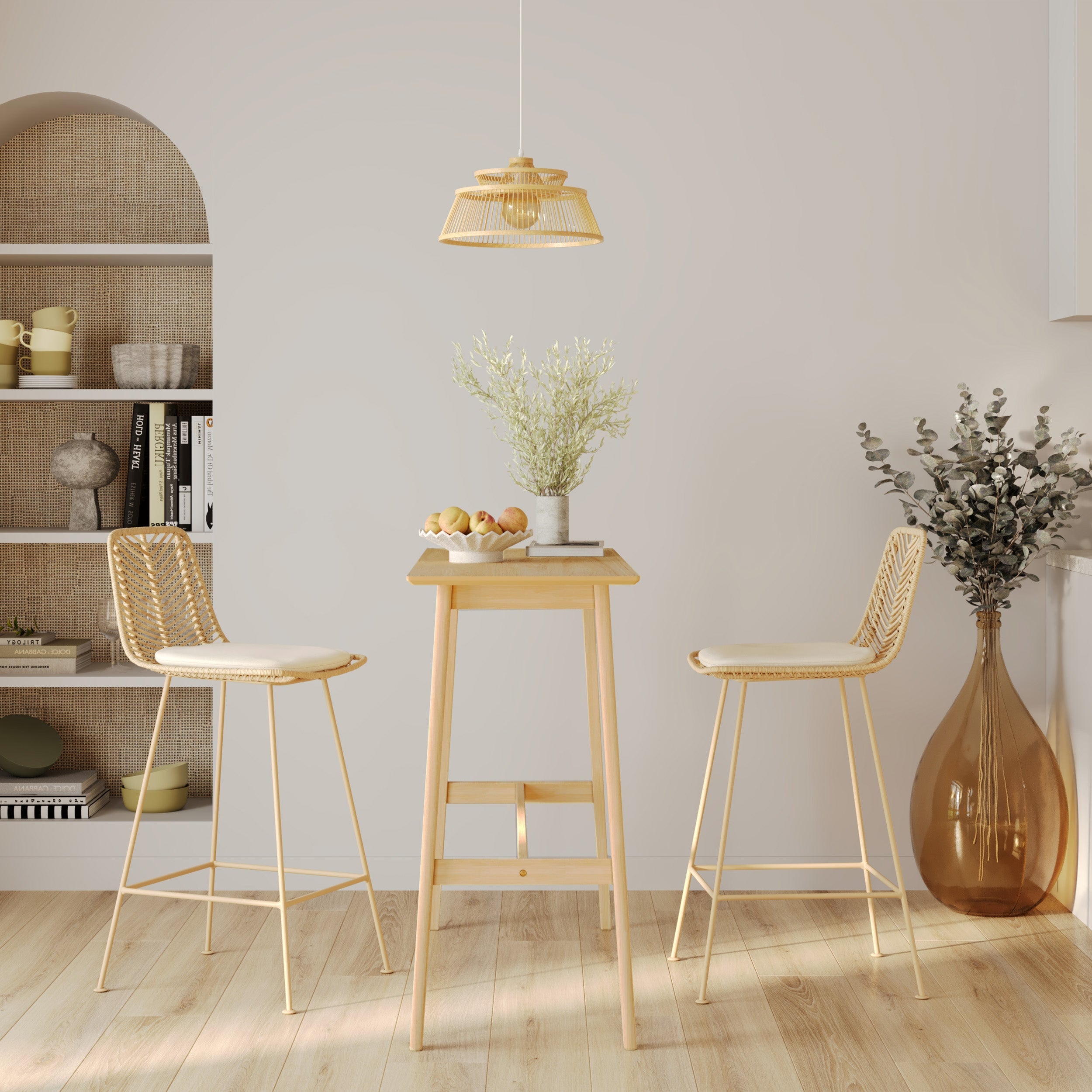 Lot de 2 chaises pour îlot central 66 cm en rotin naturel - Tamara - 2