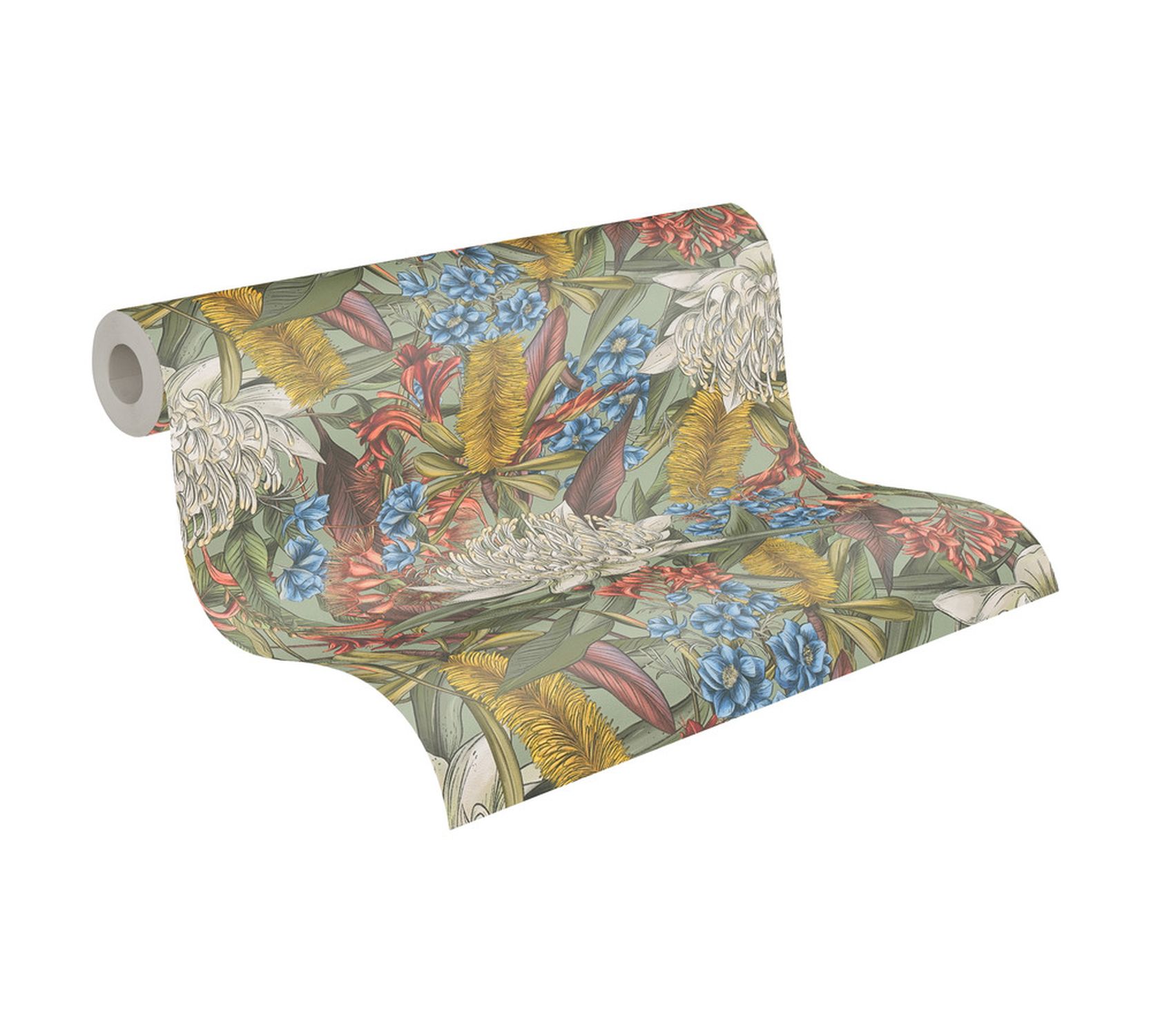 Tapeta kwiaty w wielu kolorach,zielonym,żółtym,niebieskimIczerwonym - 53 cm x 10.05 m - LIVINGWALLS