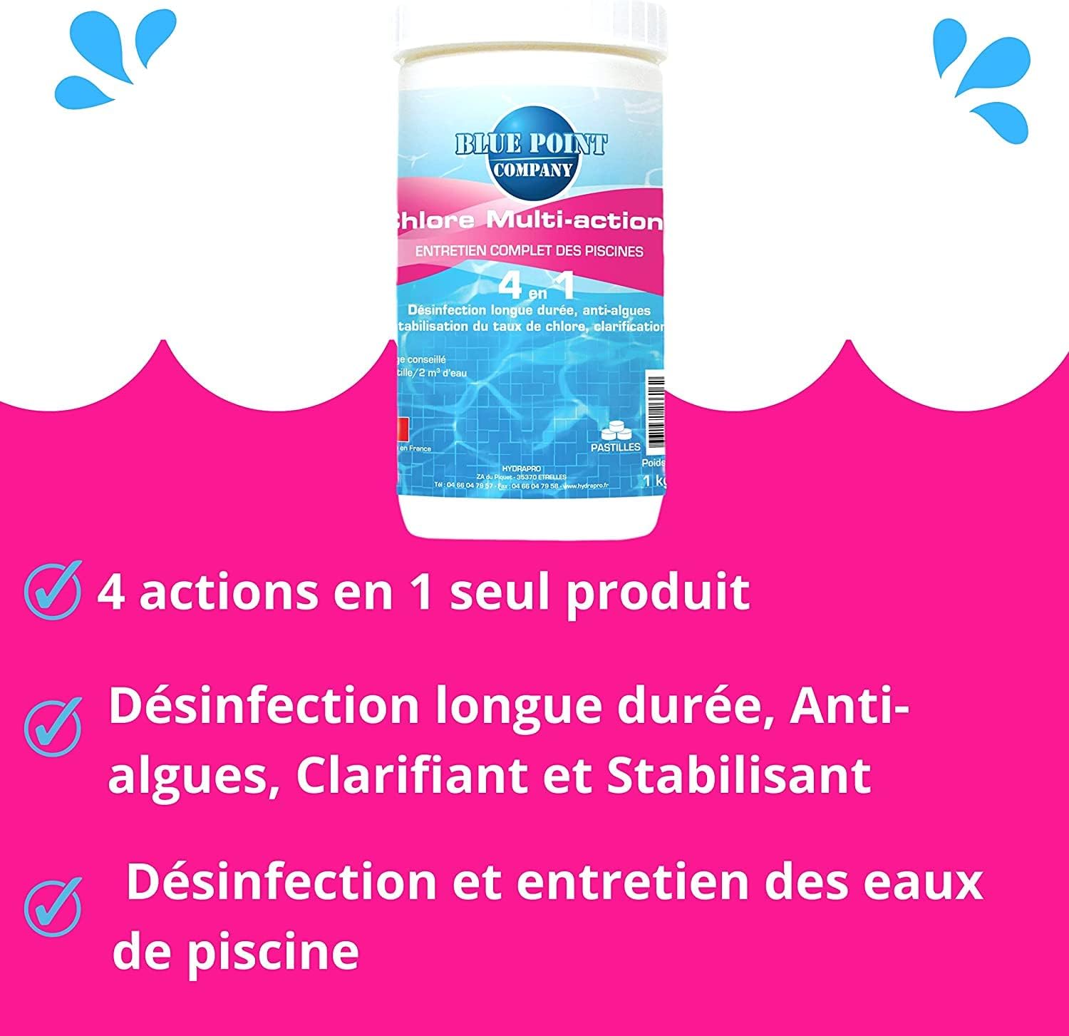 CHLORE MULTI ACTIONS PASTILLES 20G 1KG BLUE POINT COMPANY - 006200901 - 2