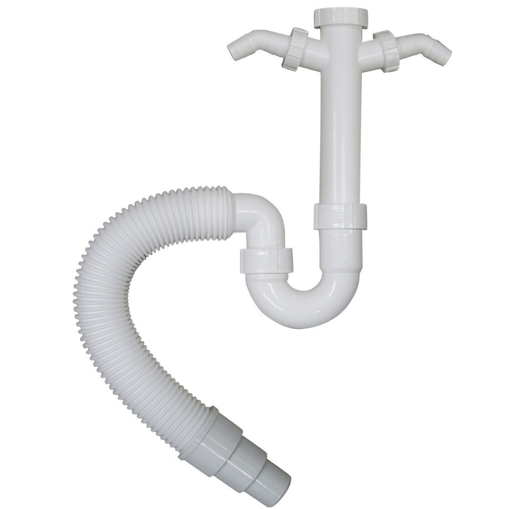 Schläfer 439305 | Sifón universal con conector de manguera 1'1/2, conexión doble para lavavajillas o lavadoras, conexión mural - 9