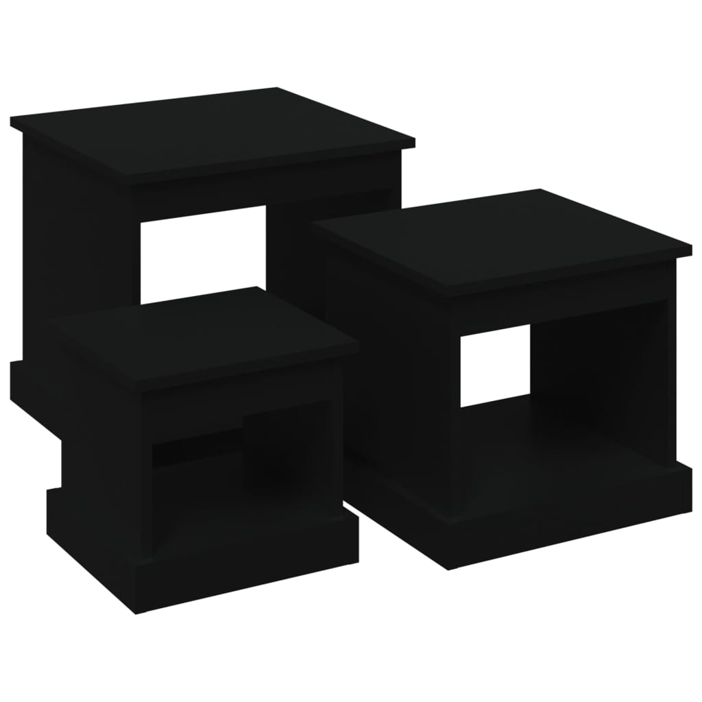 Lot De 3 Tables Basses Gigognes Noires - Bois D'ingénierie - Design Moderne