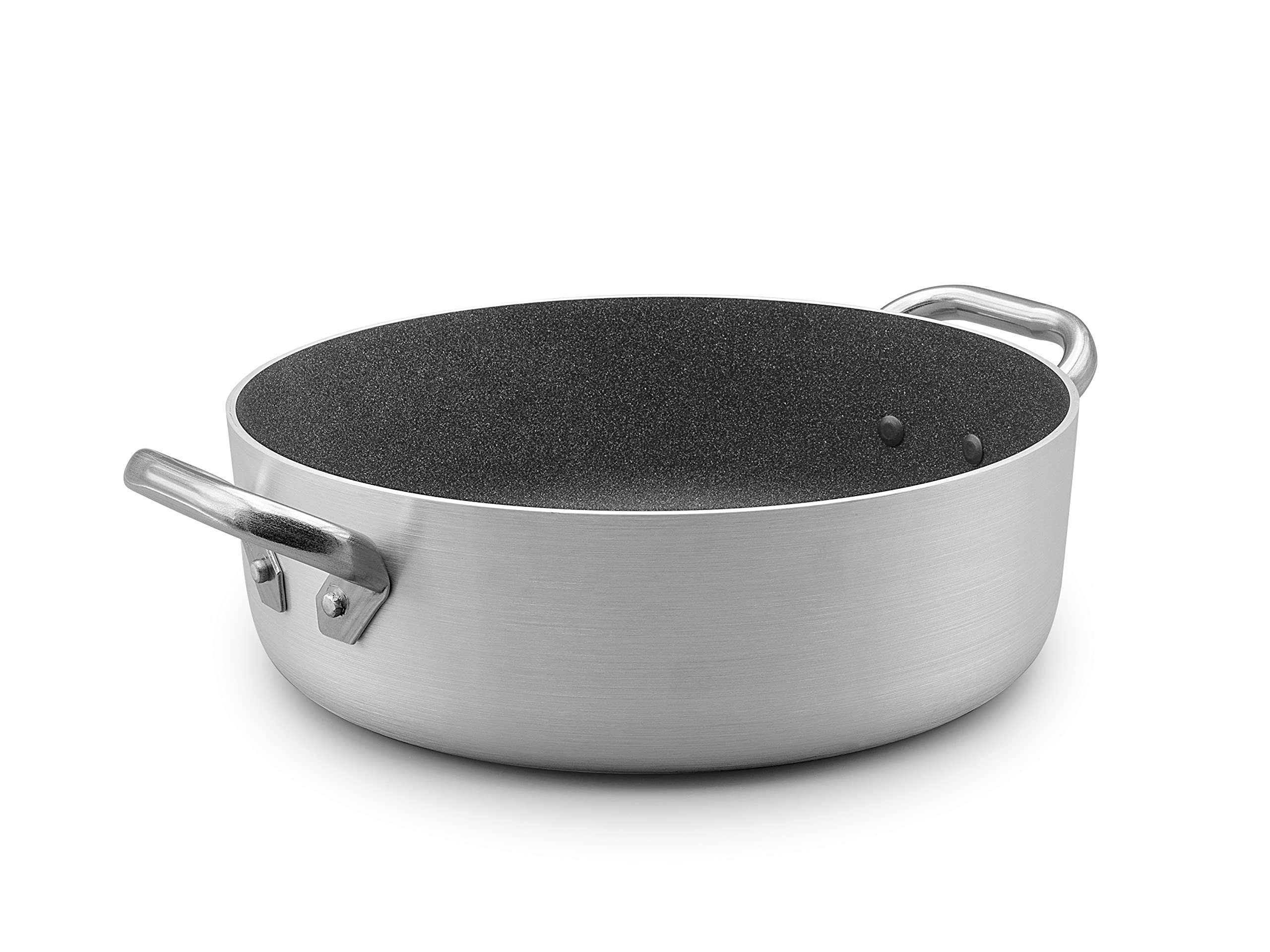 Pentole Agnelli Casserole Basse En Aluminium BLTF, Avec 2 Poignées En Acier Inoxydable - Argenté 24 Cm Argent