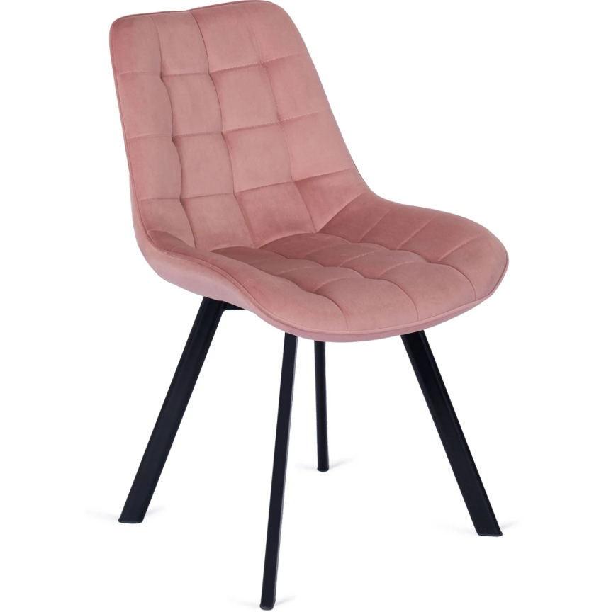 Krzesło Tapicerowane Welurowe Kuchenne Do Salonu Jadalni RICK Różowe
