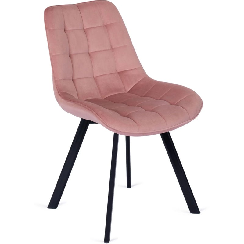 Krzesło Tapicerowane Welurowe Kuchenne Do Salonu Jadalni RICK Różowe