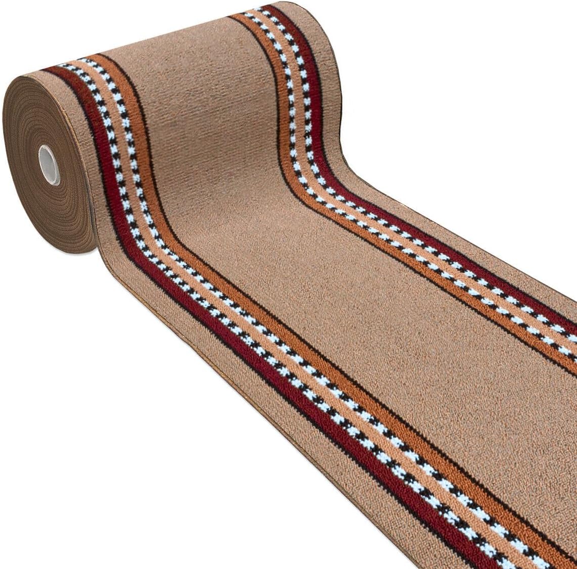 Alfombra de cocina 57x230 cm tejido plano corredor bordado absorbente base antideslizante rayas laterales beige
