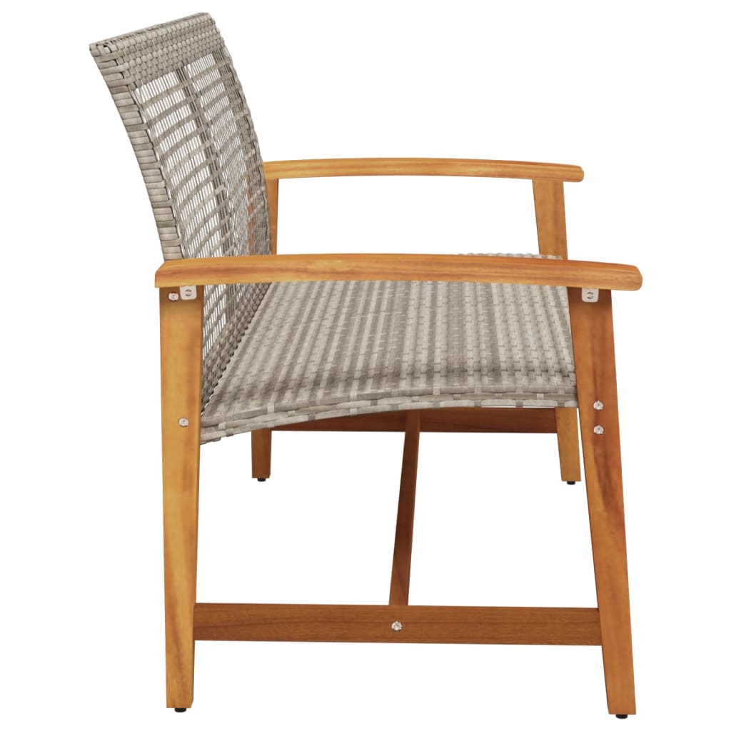 Banc de jardin gris 112 cm résine tressée et bois d'acacia vidaXL - 5