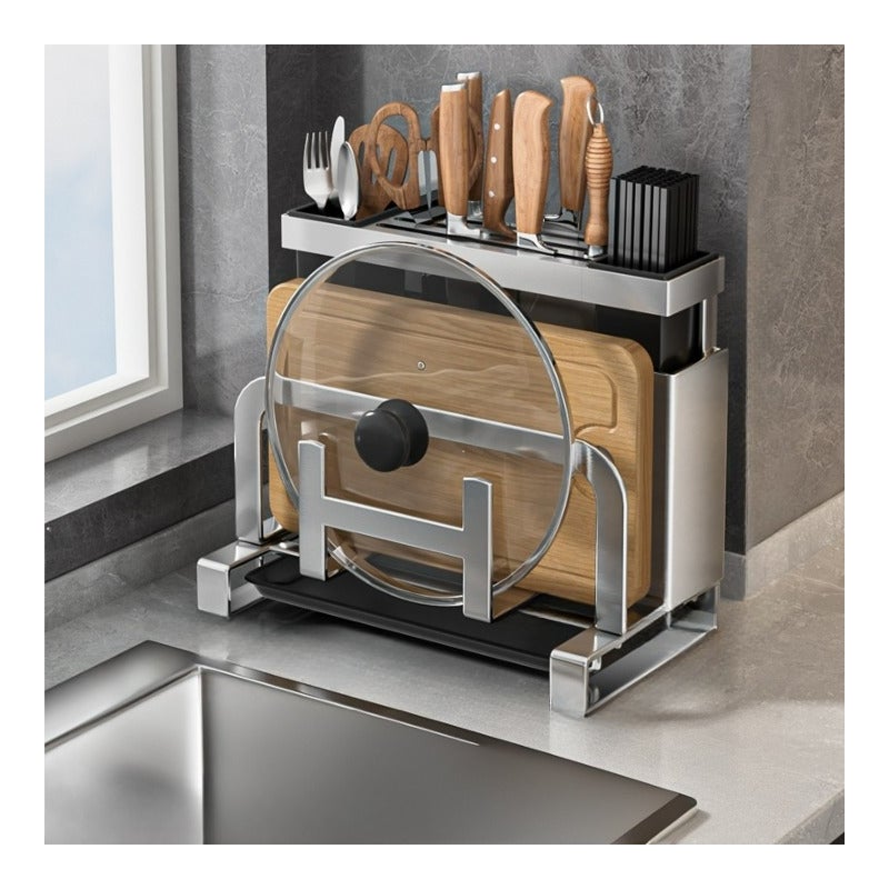 Uchwyt do przechowywania noży kuchennych, wielofunkcyjny organizer kuchenny, kolor stali nierdzewnej, 25*16*23 cm
