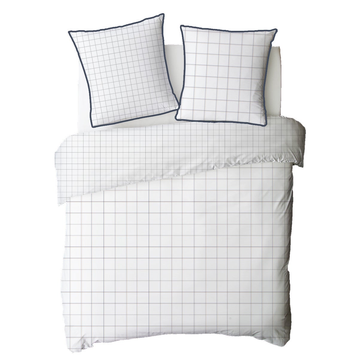 Parure de lit 2 personnes à carreaux en coton 260x240cm - 4