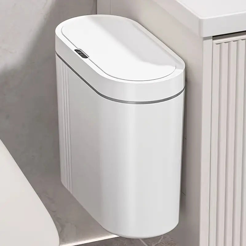 Poubelle murale intelligente avec couvercle à induction infrarouge, réponse rapide du capteur, fonctionnement à piles, blanche - 5