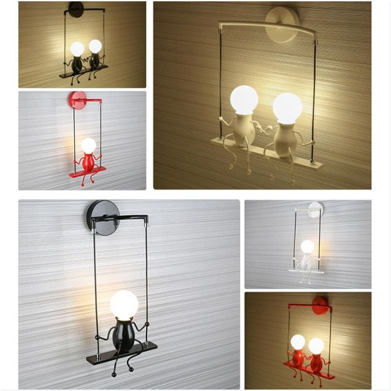 Moderne Lampe Murale Applique Créatif Simplicité Design Petite Personne Créatif E27 Luminaire Noir pour Chambre d'enfant Couloir Décoratives Ecla - 3