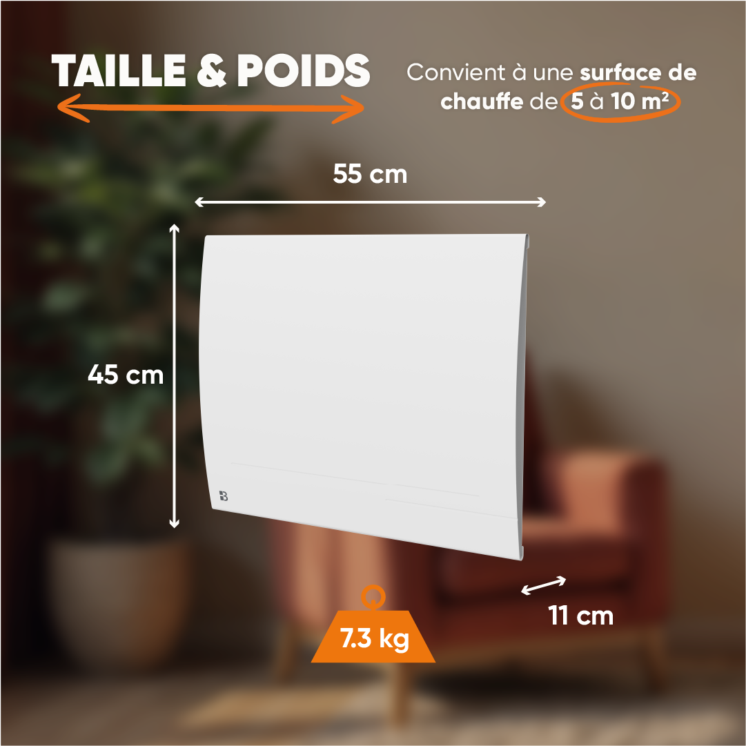 Radiateur électrique fixe connecté WIFI à inertie sèche céramique 1000W Bestherm LESSO CONNECT horizontal blanc - 6