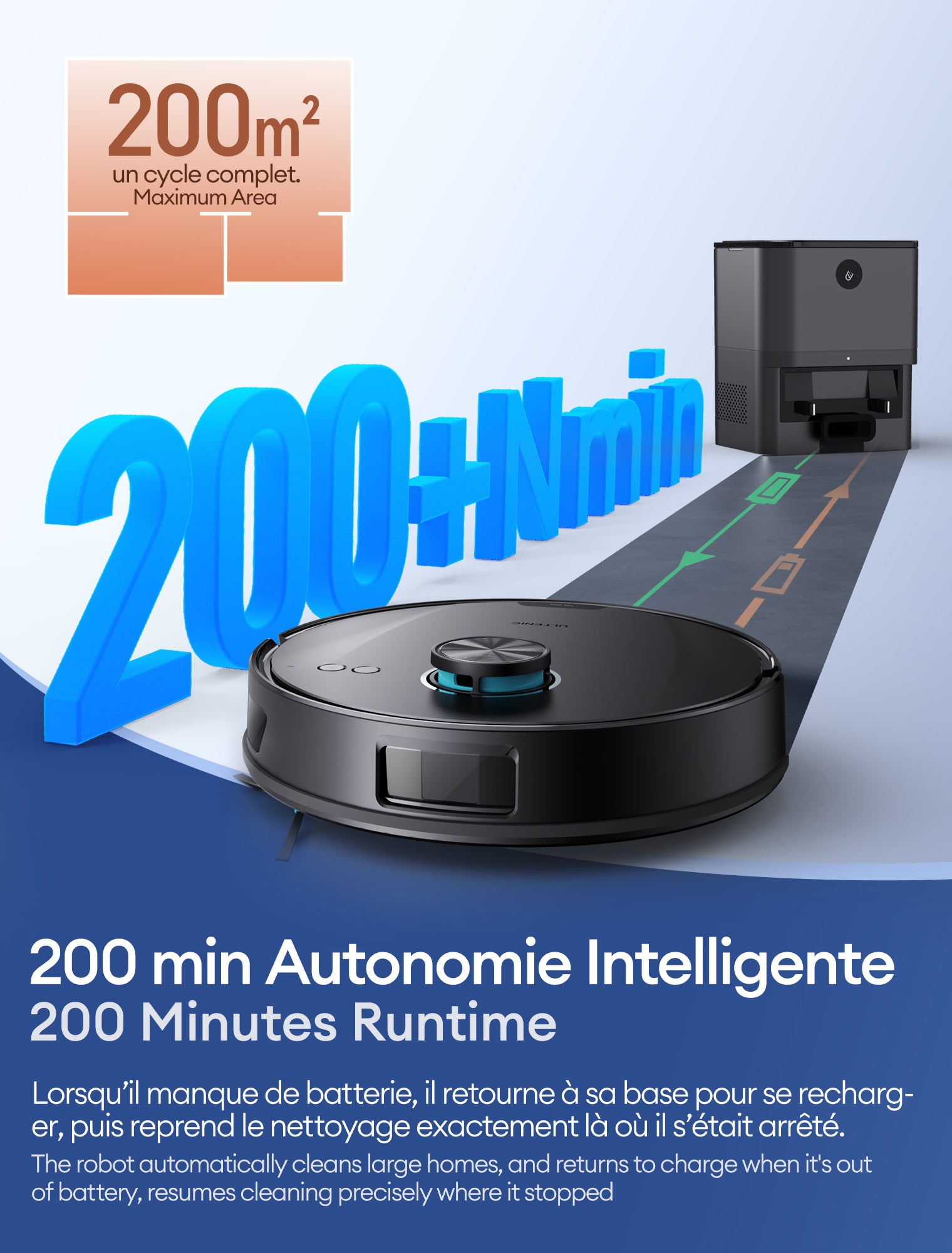 Aspirateur Robot Laveur TP20 Pro, 12KPa, 3.5L, 6 Modes de Nettoyage, Navigation LDS, Station Auto-Vidage,180min, Navigation LDS, Noir - 8