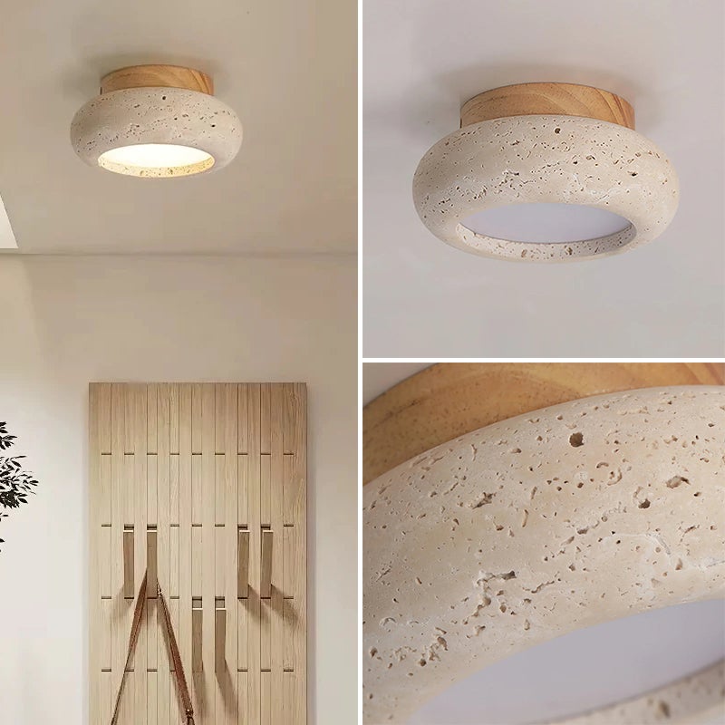 Plafonnier LED 15 cm, lampe de plafond en pierre naturelle, petit lustre encastré, applique murale vintage, lampe en pierre, lumière chaude - 4