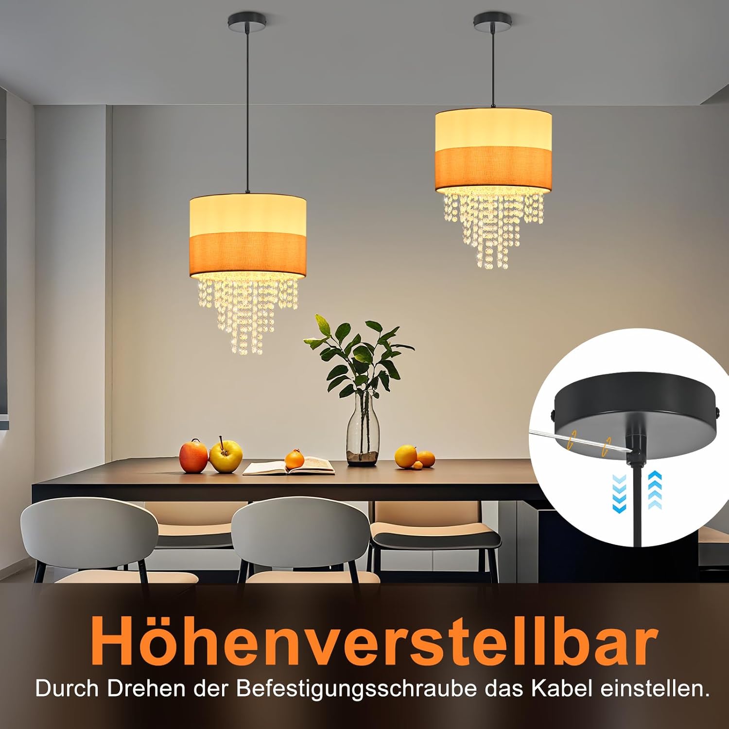 ZMH Lampa wisząca E27 biała vintage kryształowa bez żarówki - 4